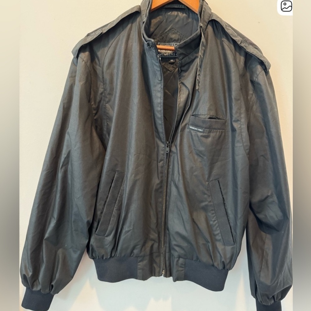 Vintage 90s Members Only Black Racer Bomber Jacket Size 40 M